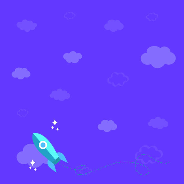 ilustrações de stock, clip art, desenhos animados e ícones de rocket ship launching fast straight up to the outer space. spaceship drawing flying high at sky. space shuttle cartoon floating at the air. - air nature high up pattern