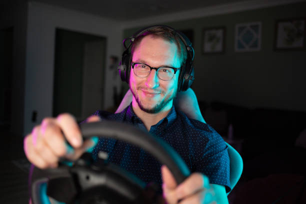 istock Sim Racing in living room 1409709739