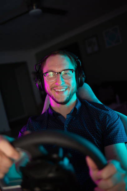 istock Sim Racing in living room 1409709824