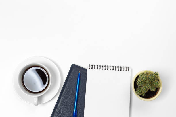 istock Blank office desk background with copy space for your text. Top view. 1409715457