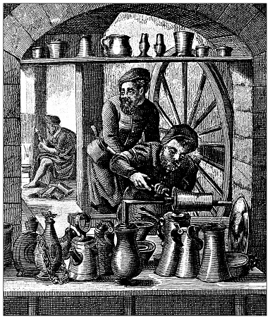 Antique engraving illustration, Civilization: Tinsmith