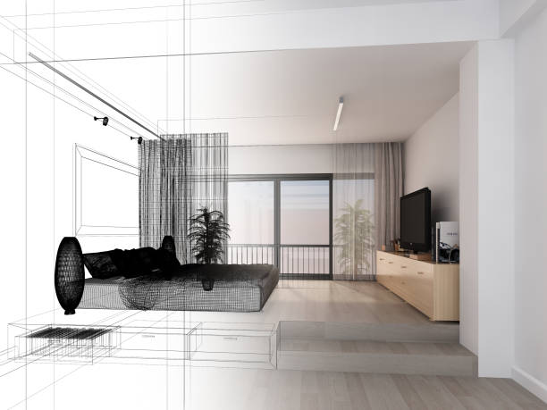 istock sketch design of interior attic bedroom,3d rendering 1409723732