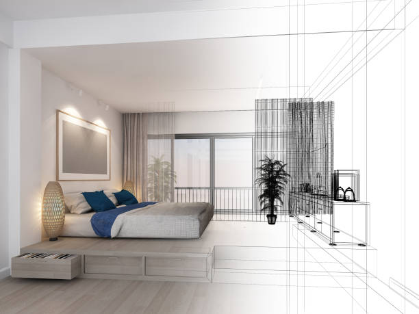 istock sketch design of interior attic bedroom,3d rendering 1409723733