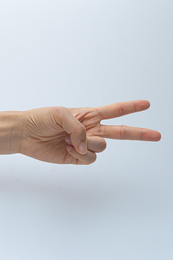 Finger gestures in various actions on a white background