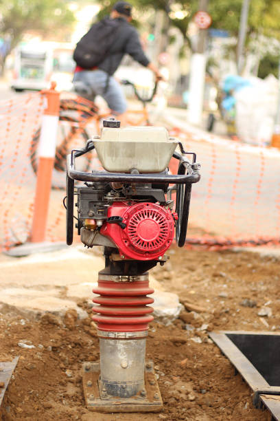 istock Soil compactor equipment used to level and compact the soil 1409727277