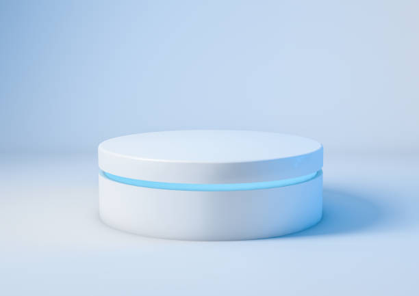istock Blue podium isolated from the background for product display 1409728023