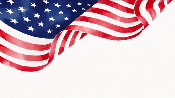 수채화 브러시 페인트 질감이있는 미국 국기 - flag symbol painted image grunge stock illustrations