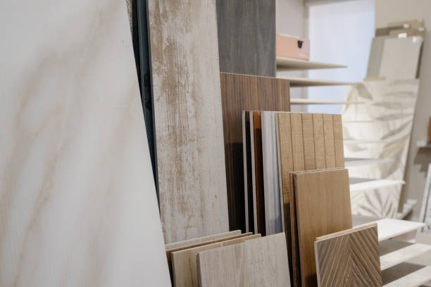 istock Laminate background. Samples of laminate or parquet with a pattern and wood texture for flooring and interior design. 1409729564