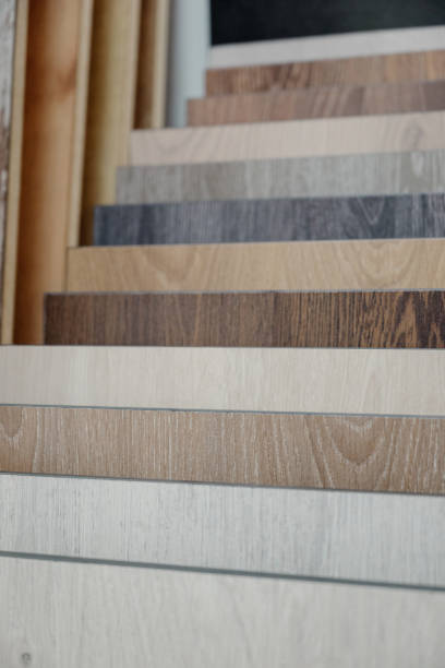 istock Laminate background. Samples of laminate or parquet with a pattern and wood texture for flooring and interior design. 1409729584