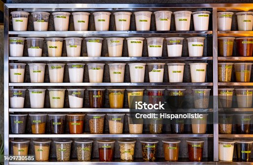 istock Pantry of spices in a commercial kitchen at a restaurant 1409730585
