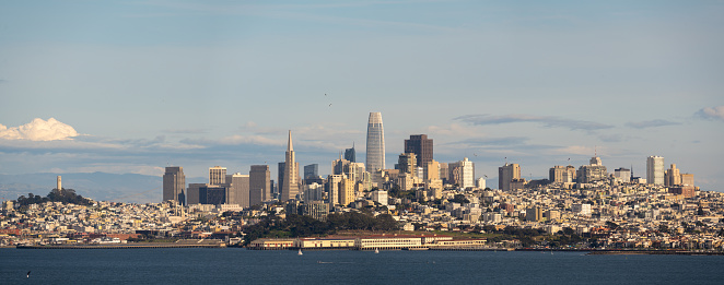 The skyline of the city of San Francisco, California, USA, seen a warm afternoon in the summer.