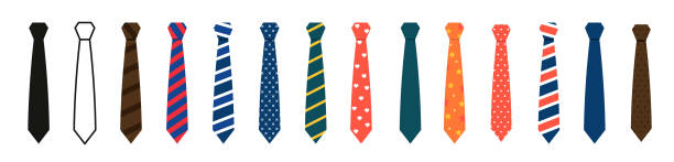 ilustraciones, imágenes clip art, dibujos animados e iconos de stock de vincular el conjunto vectorial icono moda - necktie