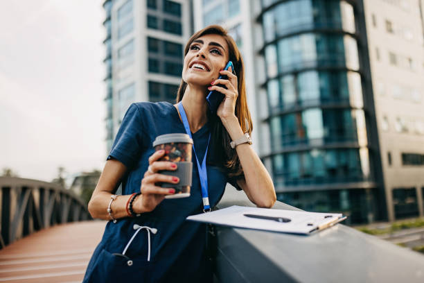 istock Beautiful and smiling female doctor on break 1409742638