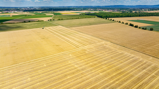 Harvested field, stubblefield - aerial view