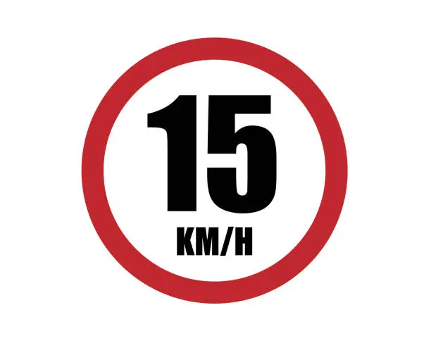 Vector illustration of 15 km limited speed. Traffic sign with speed limit.