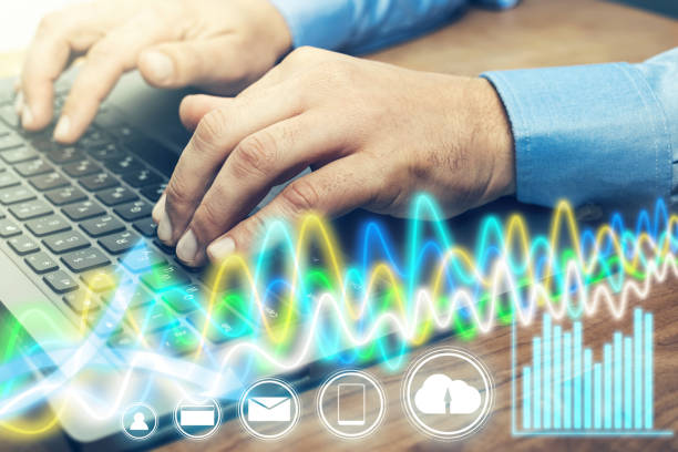 istock Male hands typing on a laptop keyboard, business concept 1409748155