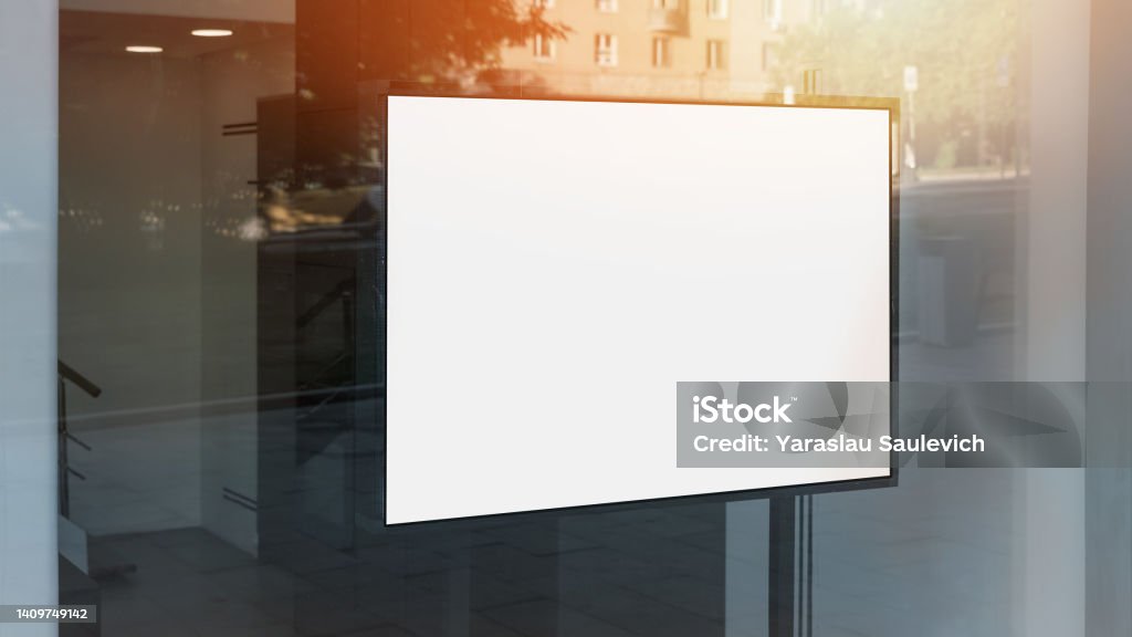 Empty Window Case Horizontal Blank Lightbox Fixed Behind Window Case Glass Stock Photo ...