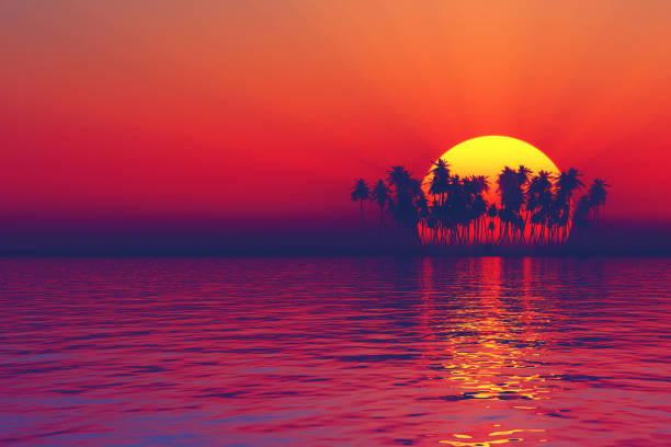 istock silhouette of sunset palms 1409749736