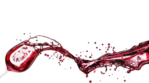 istock 3D illustration. Red wine splash over white background. 1409753101