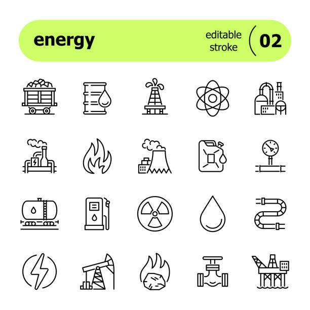 에너지 꺾은선형 아이콘크기 - station symbol computer icon gasoline stock illustrations