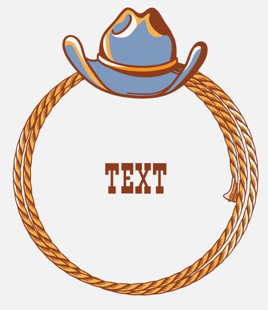 istock Cowboy country frame background for text. Vector western illustration with cowboy hat and lasso isolated on white. 1409753303