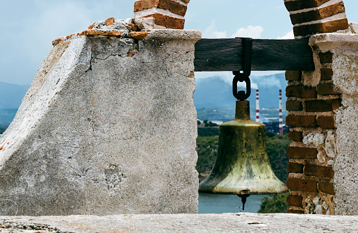 Hanging bell in the roof at Castillo de la Roca, Santiago de Cuba