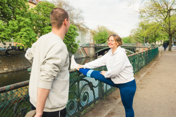 istock Couple preparing for a run in the city 1409756950