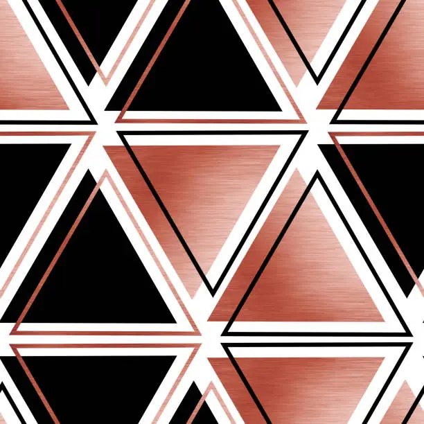 Vector illustration of geometric vector seamless metallic copper triangles