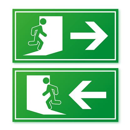 Exit sign. Emergency fire exit sign. Vector illustration