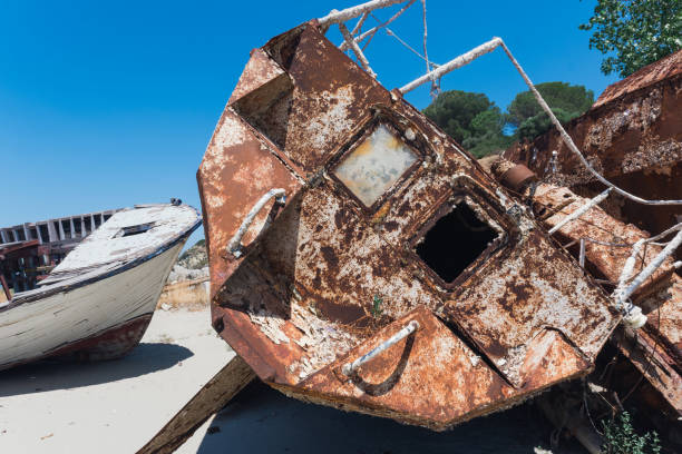 istock The beached, rusting wrecks of a group of ships 1409765075