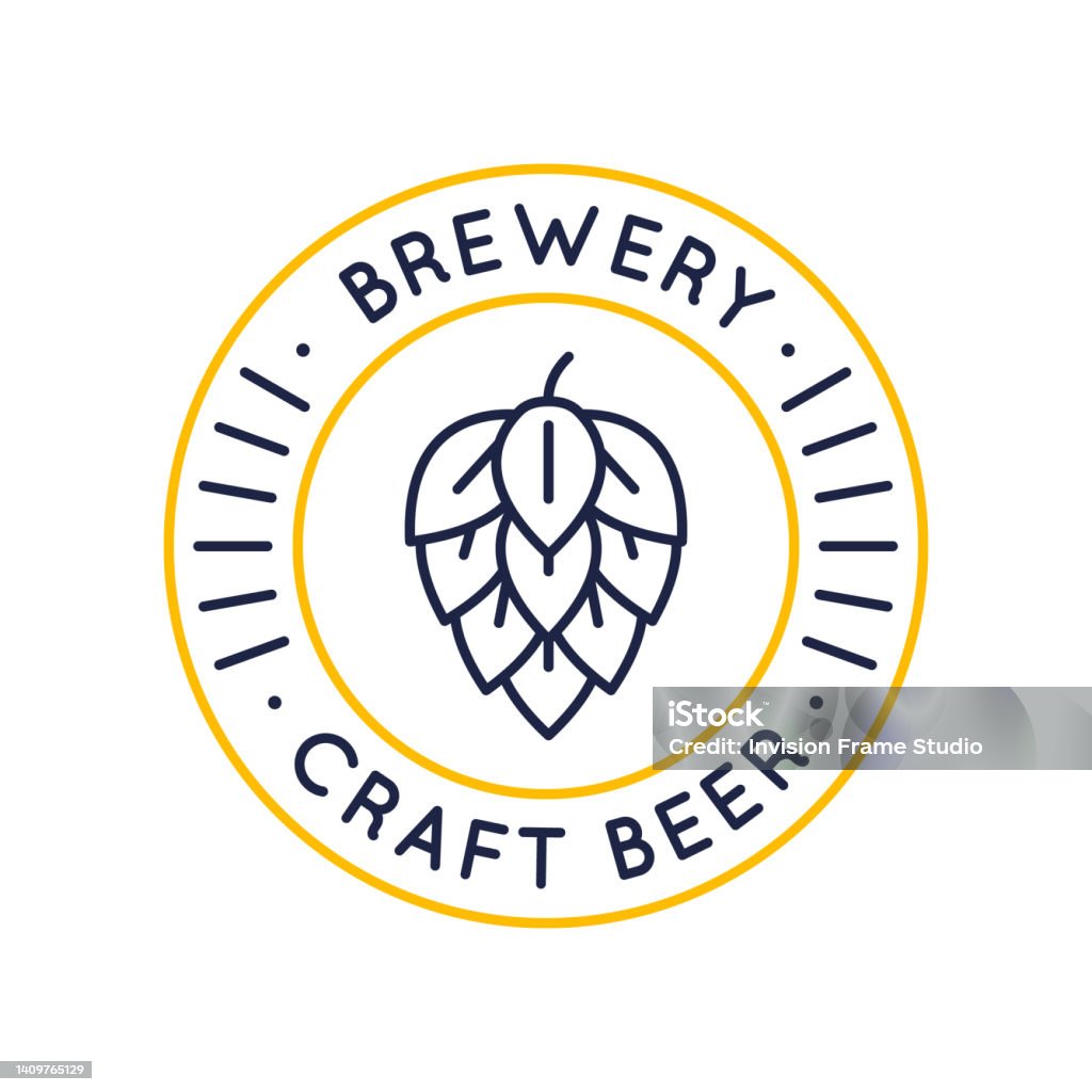Bierhauslogo Kreise Ikone Mit Einem Hopfen Für Bierhäuser Pubs Bars