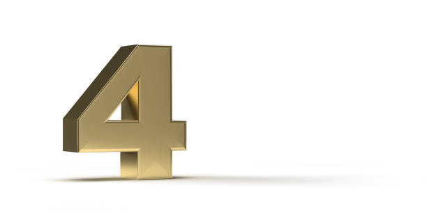 istock Gold number four on white background, copy space 1409767199