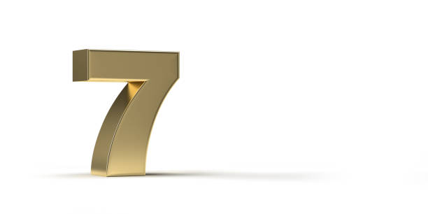 istock Gold number seven on white background, copy space 1409767262