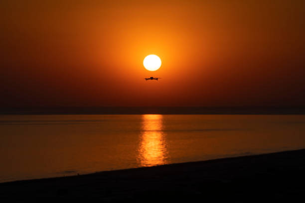 patara beach sunset drone photo, mar mediterraneo kalkan, kas antalya, turchia - celsius library foto e immagini stock