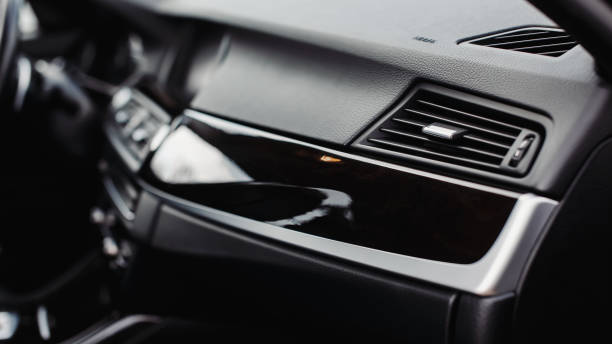 Close-Up Of Air Vent In Modern Car stock photo
