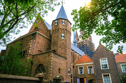 Front view of Belfry Tower, Bruges, Belgium