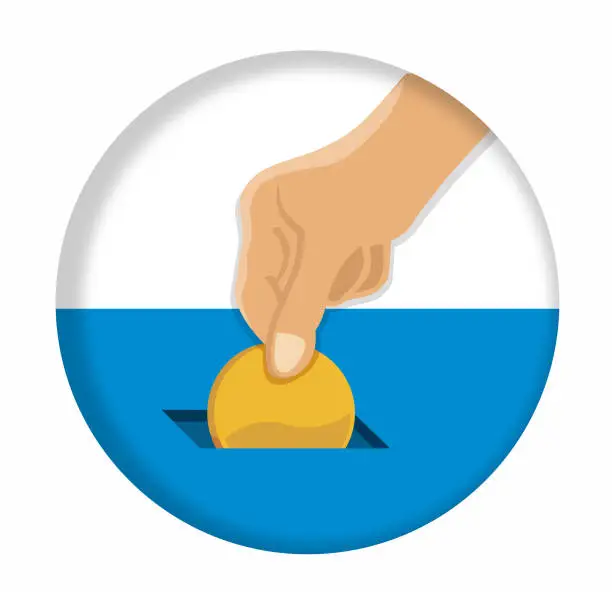 Vector illustration of Hand putting coin into slot for money saving