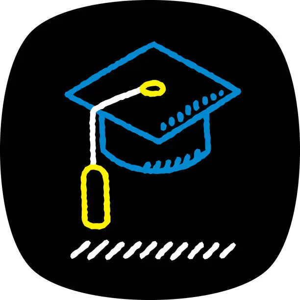 Vector illustration of Graduation Cap Doodle 3