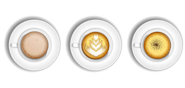 istock set of realistic coffee cups with milk isolated or coffee cup at coffee shop with cappucino, americano, espresso mocha latte. eps vector 1409776583