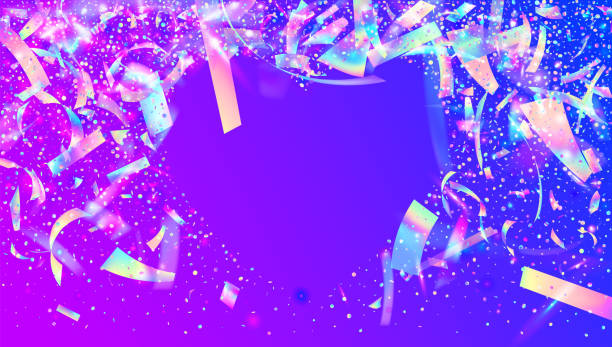 istock Cristal Tinsel. Pink Retro Background. Falling Effect. Laser Flare. Festive Art. Webpunk Foil. Hologram Glitter. Disco Celebrate Serpentine. Violet Cristal Tinsel 1409778913