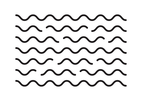 water wave and air vector icon, curve line set, curve stream concept. Black editable stroke. Simple illustration