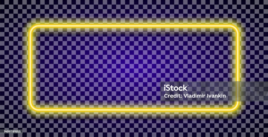 Neon Rectangle Vector Frame On Transparent Stock Illustration ...