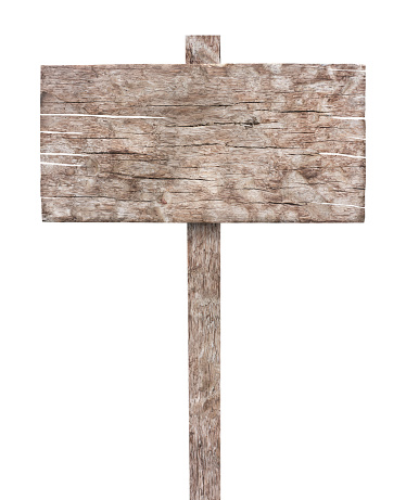 Old wooden sign isolated on white background