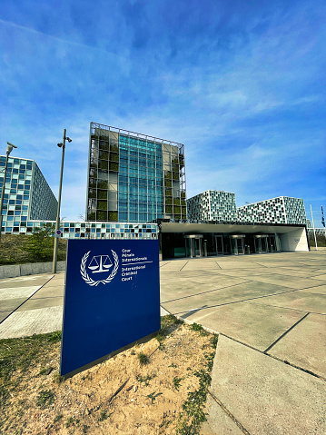 The Hague, Netherlands - April 11 2022 : an overview of the buildings of the international criminal court ICC CPI in The Hague