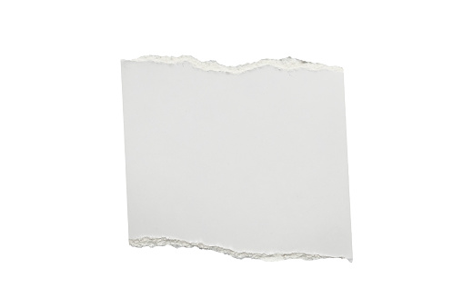 White ripped paper torn edges strips isolated on white background