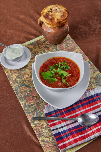 istock An exclusive Russian borscht dish in a clay pot 1409784397