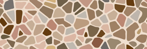 밝은 갈색 이음새가 없는 조약돌 모자이크 유기 바닥 패턴 - scree stock illustrations