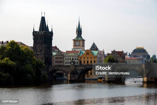 Old Town Bridge Tower And Charles Bridge In Prague Czech Republic Stock Photo - Download Image Now