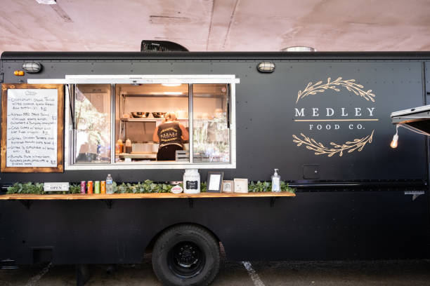 Food Truck at Reno's Riverside Market stock photo