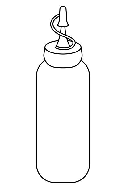 illustrations, cliparts, dessins animés et icônes de tuba pour ketchup ou moutarde. bouteille de sauce barbecue avec bouchon. dessin. illustration vectorielle. livre de coloriage pour enfants. style doodle. - mustard mayonnaise condiment relish